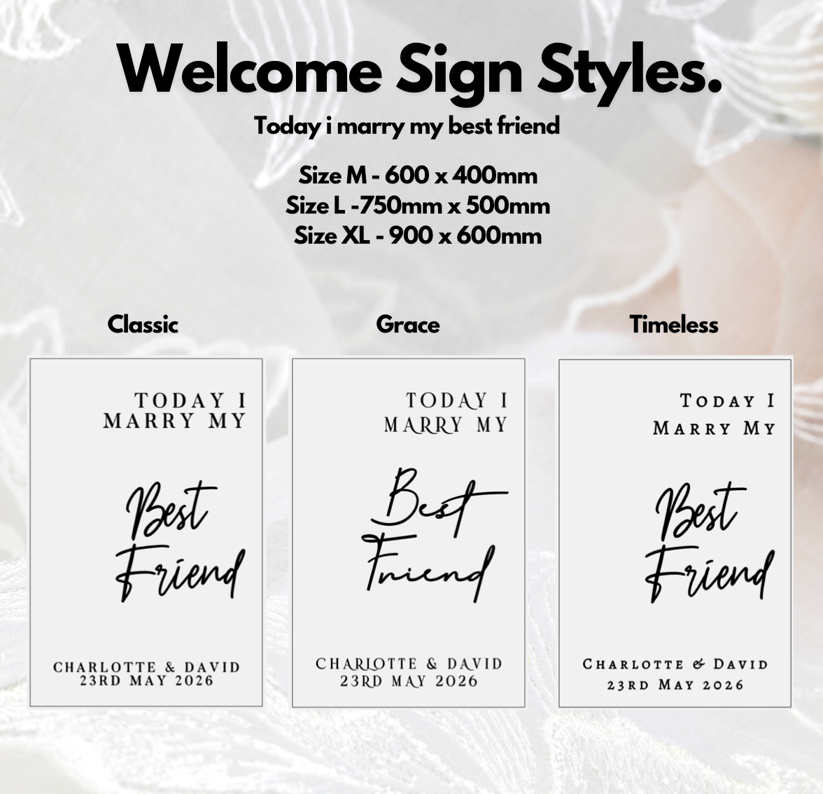 Today I Marry My Best Friend – Personalised Acrylic Wedding Welcome Sign