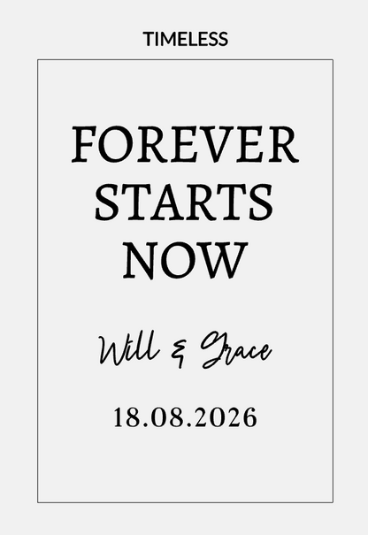 Forever Starts Now – Personalised Acrylic Wedding Welcome Sign