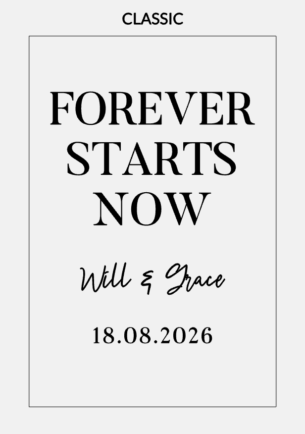 Forever Starts Now – Personalised Acrylic Wedding Welcome Sign