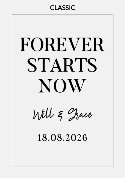 Forever Starts Now – Personalised Acrylic Wedding Welcome Sign