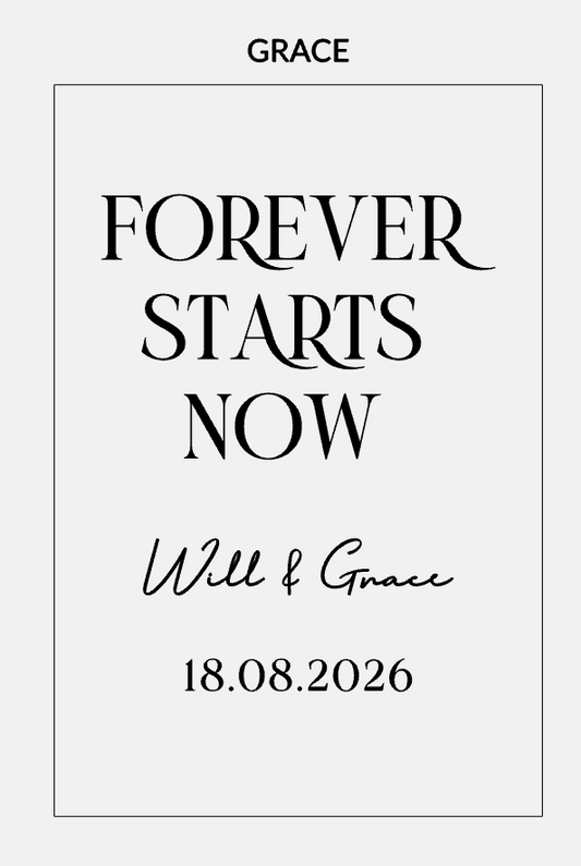 Forever Starts Now – Personalised Acrylic Wedding Welcome Sign