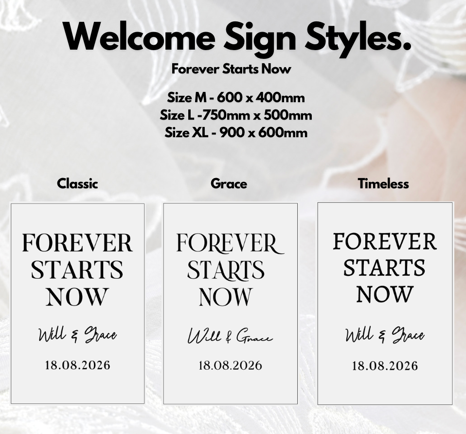 Forever Starts Now – Personalised Acrylic Wedding Welcome Sign