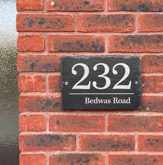 Grey slate house sign personalised
