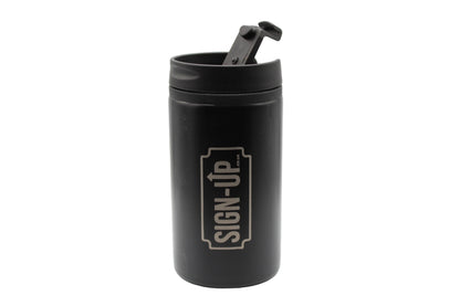 black tumbler logo engraved personalised travel mug
