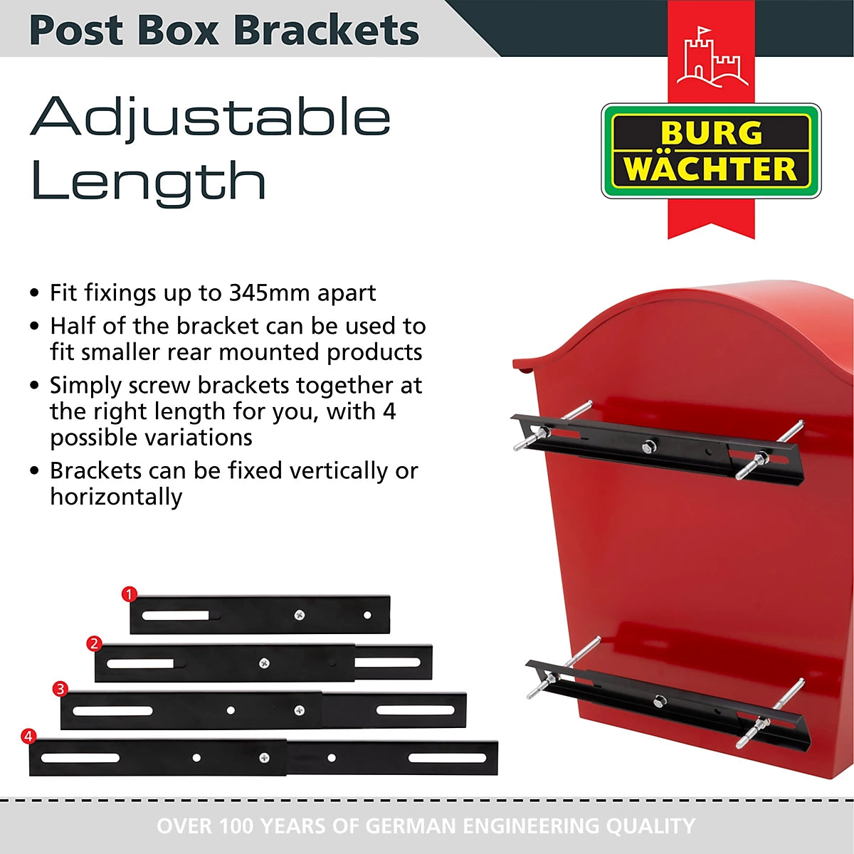 Adjustable Post Box Gate & Railing Mounting Bracket Kit