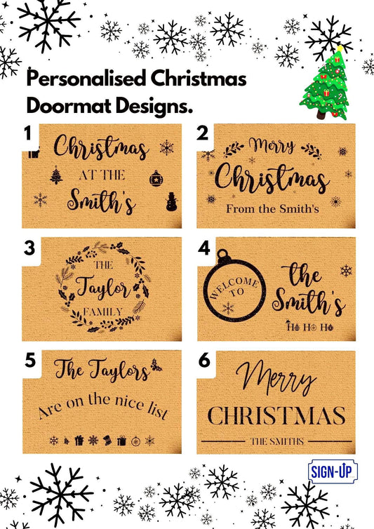 Personalised Xmas Doormat - Coir Doormat - Custom Welcome Door Mat - Housewarming Gift - Coir Doormat - Home Gift - Doormat