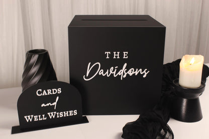 Wedding Card Box With Cards and Well Wishes Sign