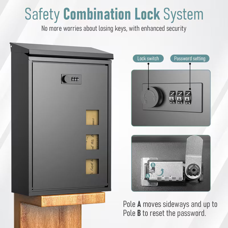 black custom mailbox with viewing windows