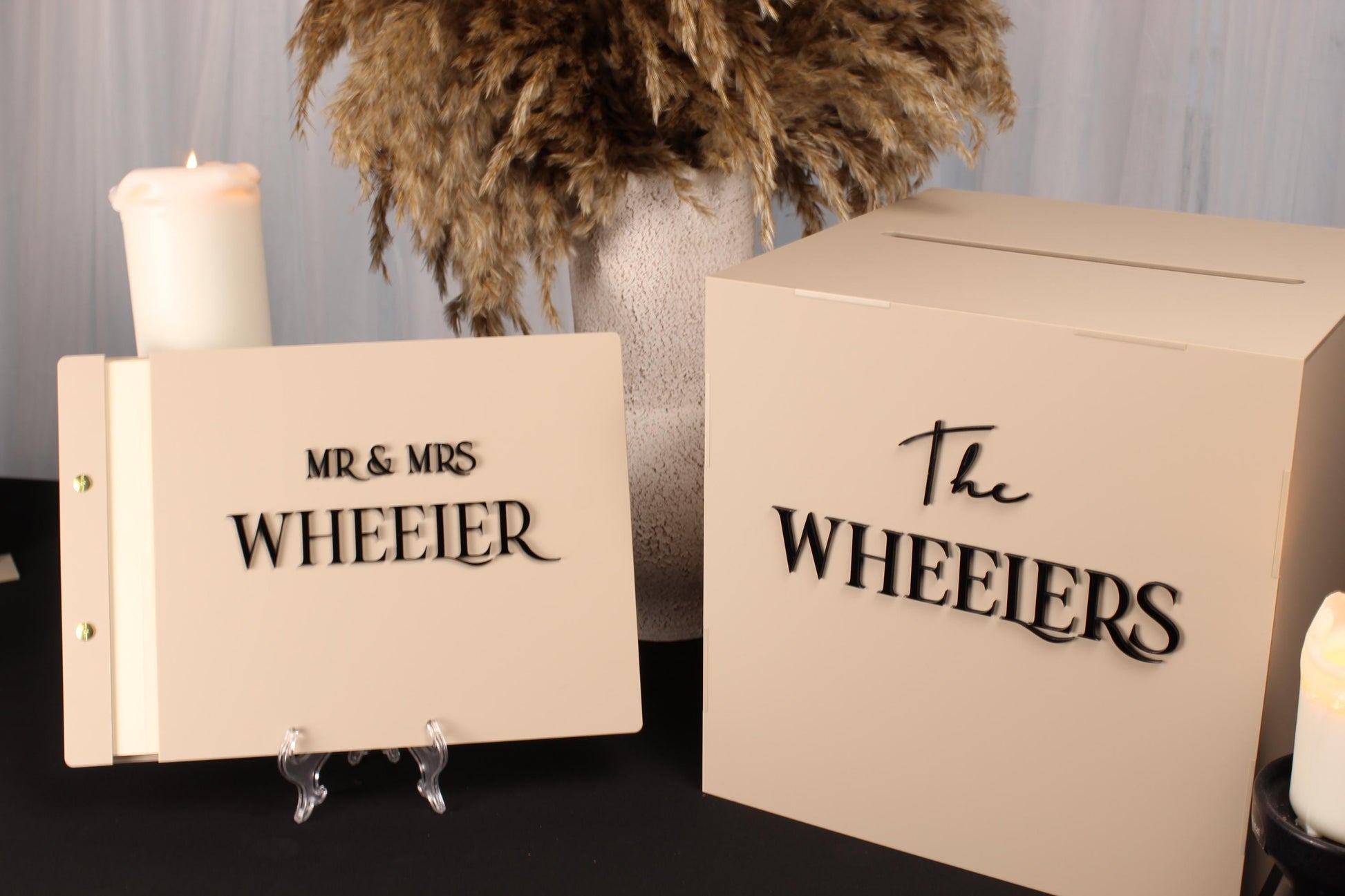 card box and guestbook for party