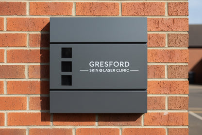 customised mailbox with business logo viewing windows and lock