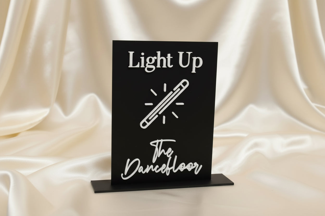 black and white sign for weddings or events customised