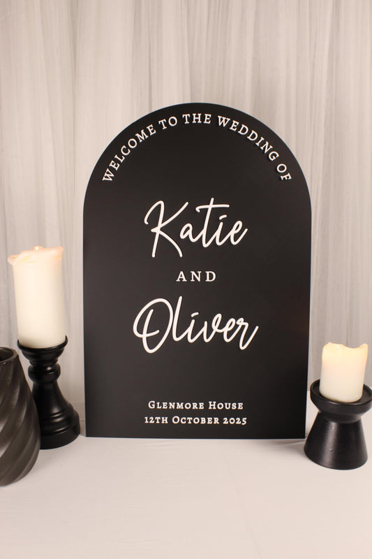 party welcome sign with customised text and font