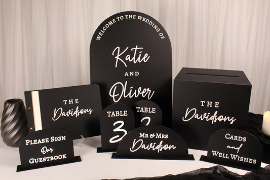 matte black wedding signs postbox guestbook