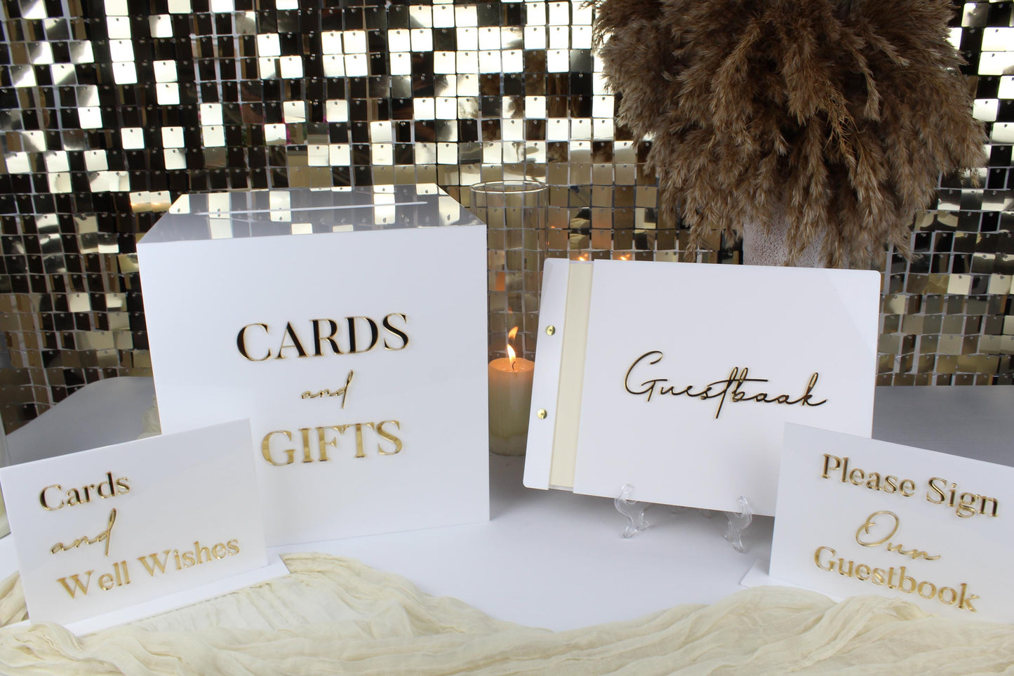 white and gold wedding collection styling and accessories